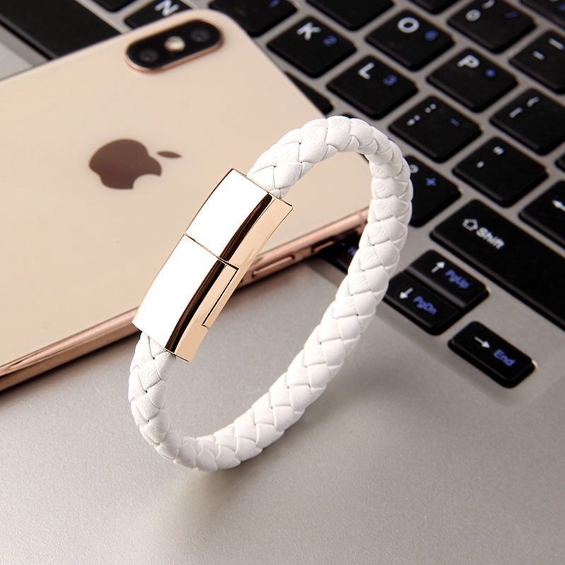 Pulseira de Couro USB para Carregamento de Celular